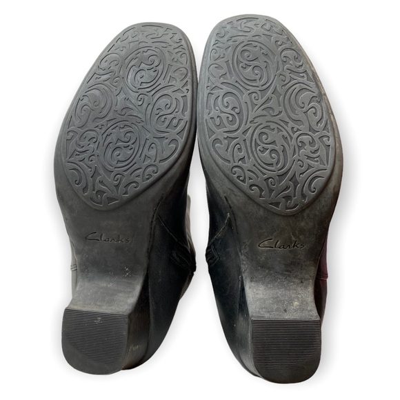 Clarks Artisan Cardy Black Leather Knee High Block Heel Boots - Picture 10 of 12